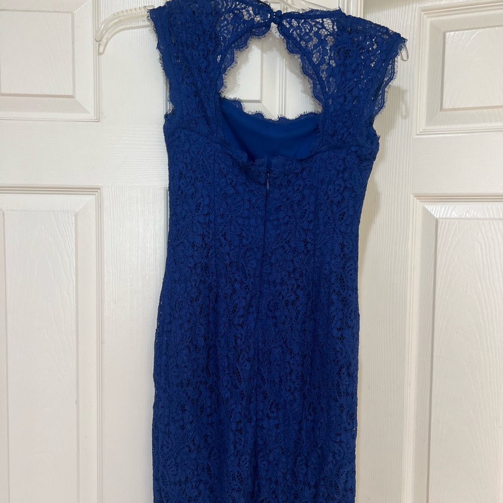 Adrianna‎ Papell Blue Lace Sheath Mini Party Wedding Guest Event Dress Size 2 - Picture 7 of 12